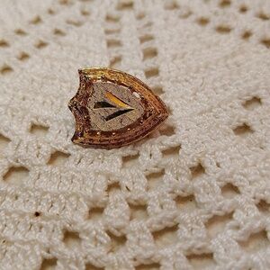 Vintage MAMSELLE Brushed Gold Tone Shield Crest Brooch 1"